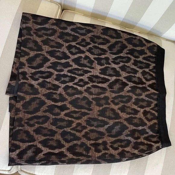 NWT Ann Taylor Bronze Metallic
Leopard Print Skirt Straight Day to
Night Size 4 - Picture 7 of 11